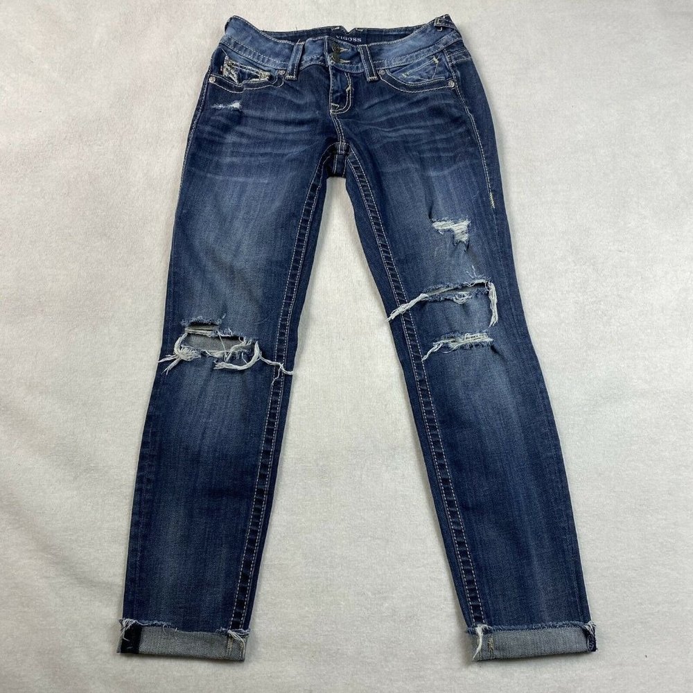 Vigoss The Chelsea Destructed Skinny Jeans Size 27 x 28 Dark - Picture 1 of 6